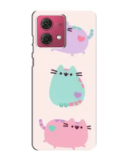 Чехол для Motorola MOTO G84 с картинкой «Pusheen трио»