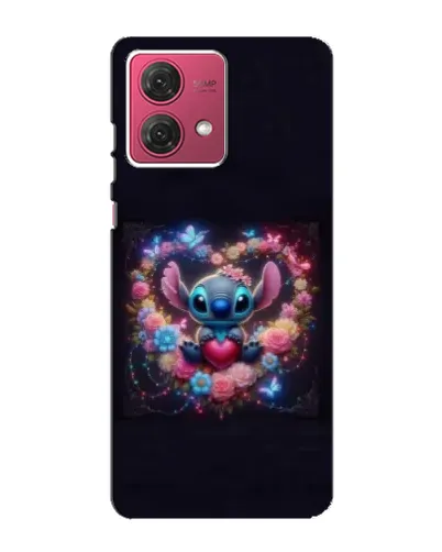 Чехол для Motorola MOTO G84 с картинкой «Stitch в цветах»