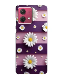 Чехол для Motorola MOTO G84 с картинкой «Ромашки на фиолетовом»