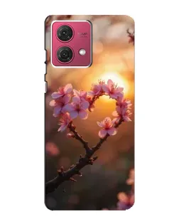 Чехол для Motorola MOTO G84 с картинкой «Розовый цвет сердце на фоне заката»