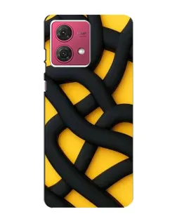 Чехол для Motorola MOTO G84 с картинкой «Черное желтое переплетение»