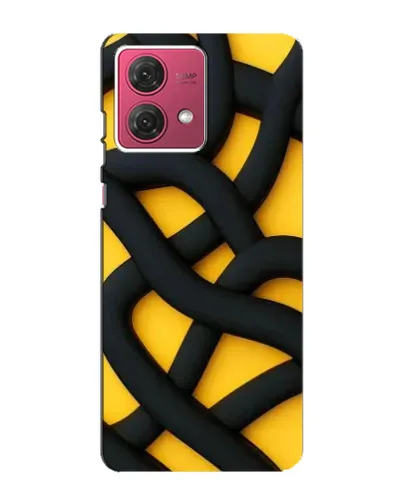 Чехол для Motorola MOTO G84 с картинкой «Черное желтое переплетение»