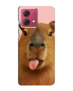 Чехол для Motorola MOTO G84 с картинкой «Капибара с языком»