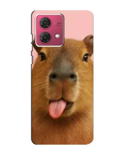 Чехол для Motorola MOTO G84 с картинкой «Капибара с языком»