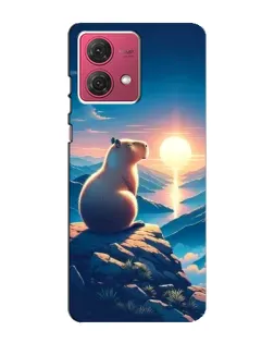 Чехол для Motorola MOTO G84 с картинкой «Закат солнца с капибарой»