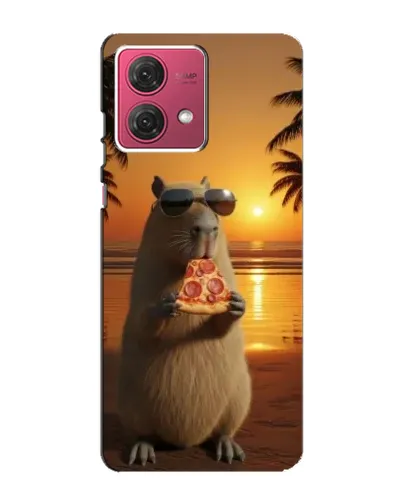 Чехол для Motorola MOTO G84 с картинкой «Капибара с пиццей»