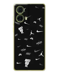 Чехол для Motorola MOTO G85 с картинкой «Nike Black Pattern»