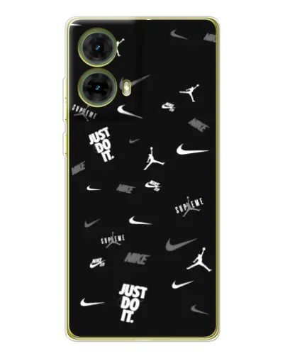 Чехол для Motorola MOTO G85 с картинкой «Nike Black Pattern»