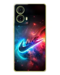 Чехол для Motorola MOTO G85 с картинкой «Огненный логотип Nike»