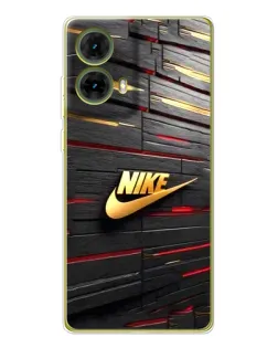 Чехол для Motorola MOTO G85 с картинкой «Золотой Nike на металле»