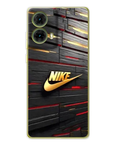 Чехол для Motorola MOTO G85 с картинкой «Золотой Nike на металле»