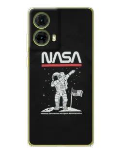 Чехол для Motorola MOTO G85 с картинкой «NASA — шагаем по Луне»