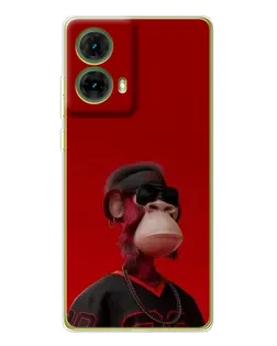 Чехол для Motorola MOTO G85 с картинкой «Bored Ape в красном»