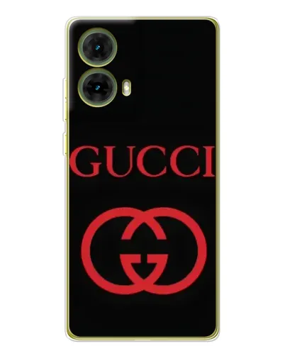 Чехол для Motorola MOTO G85 с картинкой «Gucci — красный логотип»