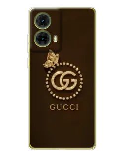 Чехол для Motorola MOTO G85 с картинкой «Gucci — золотая бабочка»