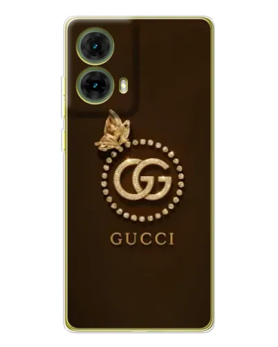Чехол для Motorola MOTO G85 с картинкой «Gucci — золотая бабочка»