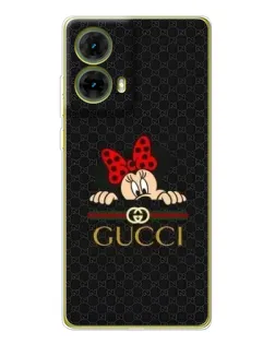 Чехол для Motorola MOTO G85 с картинкой «Минни Маус Gucci — черный»