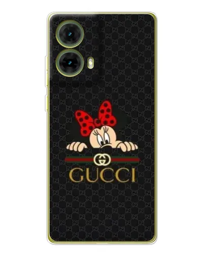 Чехол для Motorola MOTO G85 с картинкой «Минни Маус Gucci — черный»