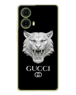 Чохол для Motorola MOTO G85 з картинкою «Gucci — срібний лев»