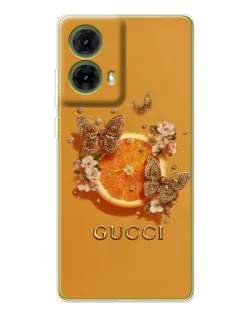 Чохол для Motorola MOTO G85 з картинкою «Gucci — золоті метелики»
