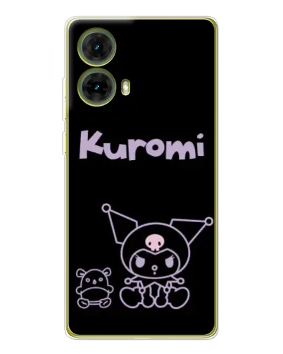 Чехол для Motorola MOTO G85 с картинкой «Kuromi — черный минимализм»