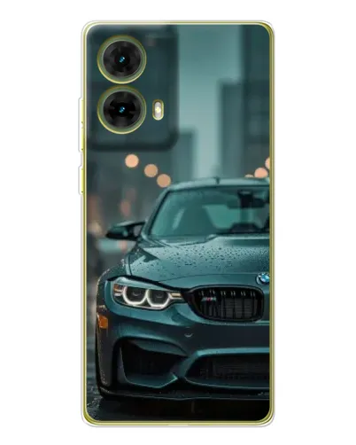 Чехол для Motorola MOTO G85 с картинкой «BMW в огнях города»