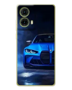 Чехол для Motorola MOTO G85 с картинкой «Голубая BMW M4»