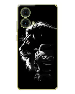 Чехол для Motorola MOTO G85 с картинкой «BMW и лев»