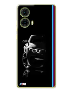 Чехол для Motorola MOTO G85 с картинкой «Силуэт BMW в темноте»