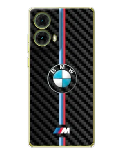 Чехол для Motorola MOTO G85 с картинкой «Эмблема BMW и карбон»