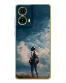 Чохол для Motorola MOTO G85 з картинкою «Герой PUBG на скелі»