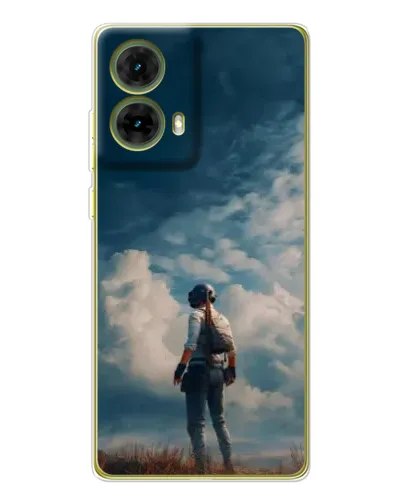 Чохол для Motorola MOTO G85 з картинкою «Герой PUBG на скелі»