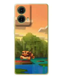 Чехол для Motorola MOTO G85 с картинкой «Майнкрафт закат солнца»