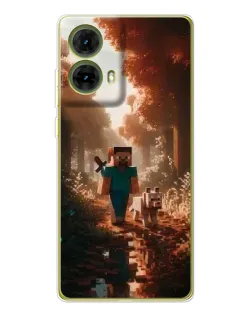 Чехол для Motorola MOTO G85 с картинкой «Стив в лесу»