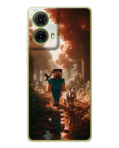 Чехол для Motorola MOTO G85 с картинкой «Стив в лесу»