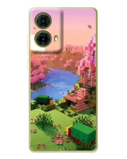 Чехол для Motorola MOTO G85 с картинкой «Розовое дерево Minecraft»