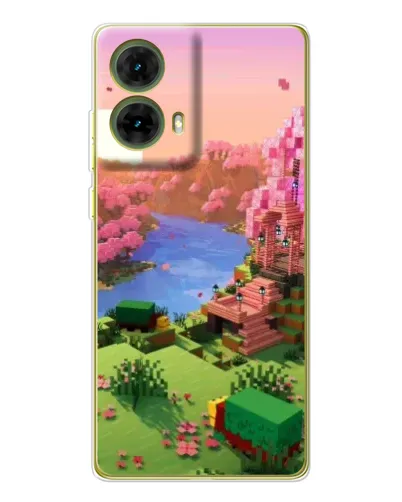 Чехол для Motorola MOTO G85 с картинкой «Розовое дерево Minecraft»