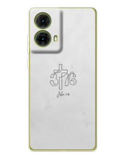 Чехол для Motorola MOTO G85 с картинкой «Иоанна 3:16 Крест»