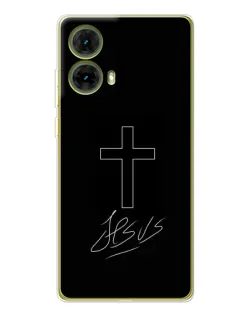 Чехол для Motorola MOTO G85 с картинкой «Графический крест Jesus» Чехол для Motorola MOTO G85 с картинкой «Графический крест Jesus»