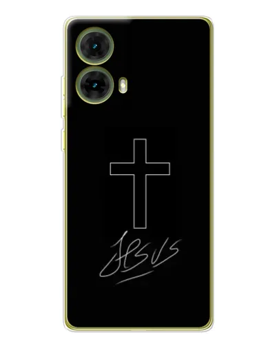 Чехол для Motorola MOTO G85 с картинкой «Графический крест Jesus» Чехол для Motorola MOTO G85 с картинкой «Графический крест Jesus»
