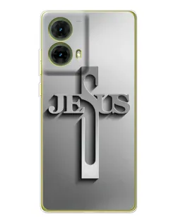 Чехол для Motorola MOTO G85 с картинкой «Металлический крест Jesus» Чехол для Motorola MOTO G85 с картинкой «Металлический крест Jesus»