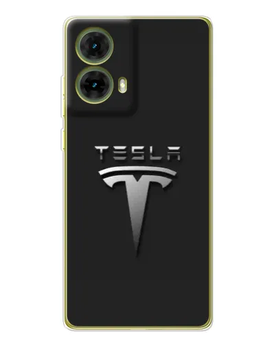 Чохол для Motorola MOTO G85 з картинкою «Сталевий логотип Tesla»