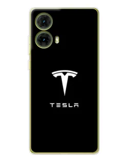 Чохол для Motorola MOTO G85 з картинкою «Tesla White Logo»