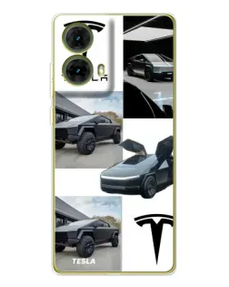 Чохол для Motorola MOTO G85 з картинкою «Колаж Cybertruck Tesla»