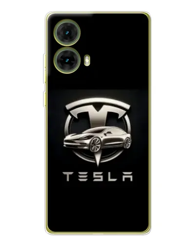 Чохол для Motorola MOTO G85 з картинкою «Tesla — срібне авто»
