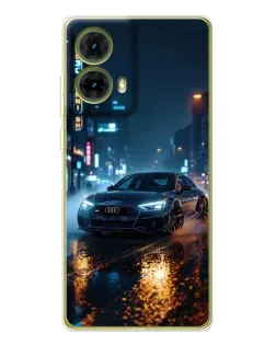 Чехол для Motorola MOTO G85 с картинкой «Ночной город и Audi»