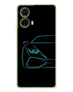 Чехол для Motorola MOTO G85 с картинкой «Голубой силуэт Lamborghini»