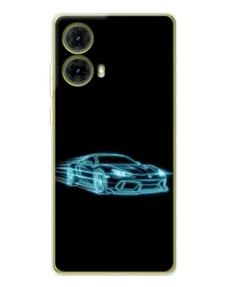 Чехол для Motorola MOTO G85 с картинкой «Неоновый контур Lamborghini»