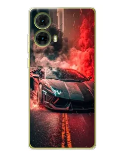 Чехол для Motorola MOTO G85 с картинкой «Lamborghini красный дым»