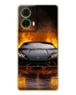 Чехол для Motorola MOTO G85 с картинкой «Lamborghini в огне»